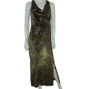 Taylor Velvet Burnout Floral Cowl Neck Sleeveless Maxi Dress